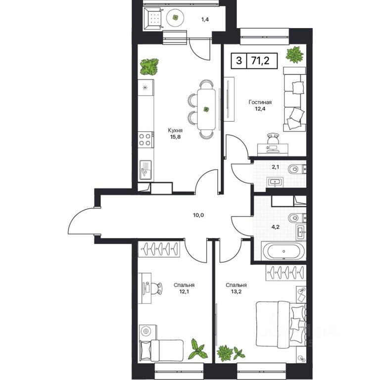2-BD Apartment Sale, 71.2 sq. m. at Pushkino Grad, Polevaya ulitsa, selo Bratovshchina, Pshkinskiy Urban District, Moscow Region, Russia #1 2-BD Apartment Sale, 71.2 sq. m. at Pushkino Grad, Polevaya ulitsa, selo Bratovshchina, Pshkinskiy Urban District, Moscow Region, Russia #1