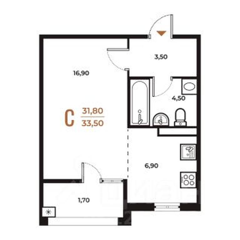 Apartment Sale, 33.5 sq. m. at Novoe Letovo, Zimyonkovskaya ulitsa, Sosenskoye Settlement, Moscow, Russia #1