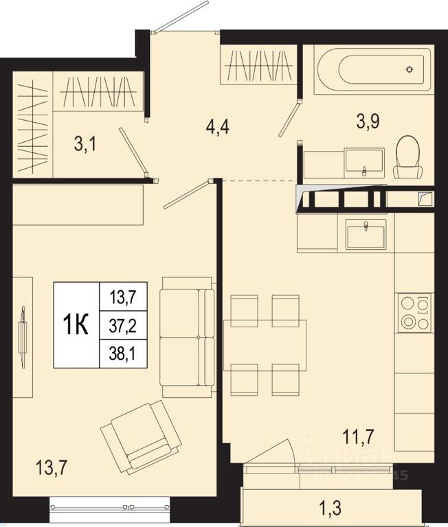 Apartment Sale, 37.2平方米 at Novaya Shcherbinka, Borisovka Village, Podolsk City District, Moscow Region, Russia #1 Apartment Sale, 37.2平方米 at Novaya Shcherbinka, Borisovka Village, Podolsk City District, Moscow Region, Russia #1