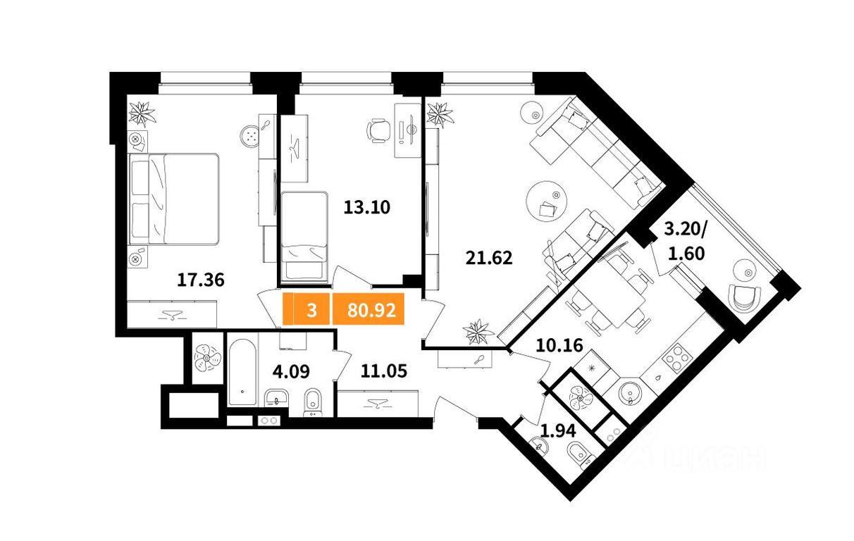 2-BD Apartment Sale, 80.92 sq. m. at Planerny kvartal, Molodyozhnaya Street, Khimki, Moscow Region, Russia #1 2-BD Apartment Sale, 80.92 sq. m. at Planerny kvartal, Molodyozhnaya Street, Khimki, Moscow Region, Russia #1