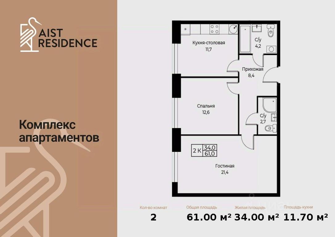 1-BD Apartment Sale, 61平方米 at Kompleks apartamentov AIST RESIDENCE (Aist Rezidens), Namyotkina Street, 10Д, Moscow, Russia #1 1-BD Apartment Sale, 61平方米 at Kompleks apartamentov AIST RESIDENCE (Aist Rezidens), Namyotkina Street, 10Д, Moscow, Russia #1
