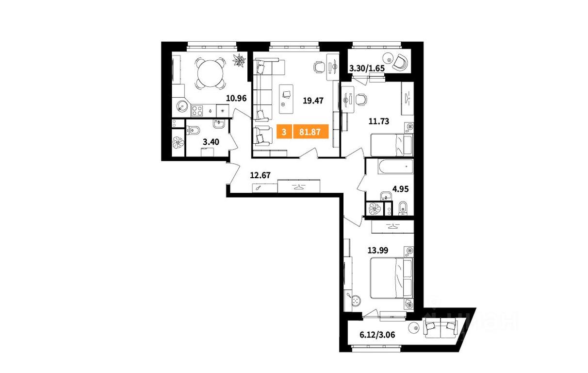 2-BD Apartment Sale, 81.87 sq. m. at Planerny kvartal, Molodyozhnaya Street, Khimki, Moscow Region, Russia #1 2-BD Apartment Sale, 81.87 sq. m. at Planerny kvartal, Molodyozhnaya Street, Khimki, Moscow Region, Russia #1