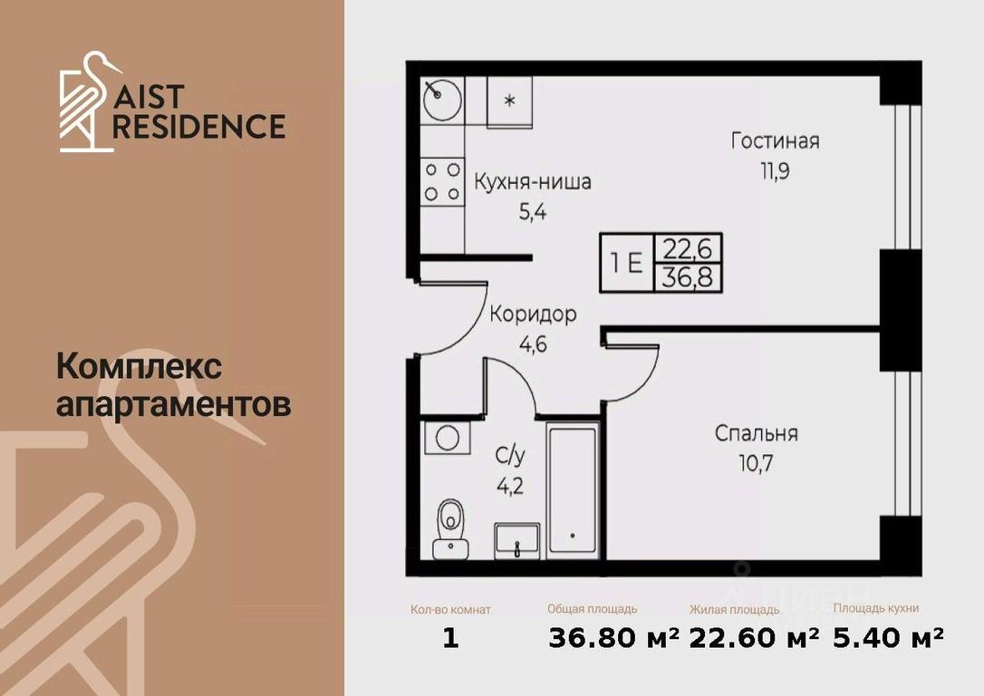1-BD Apartment Sale, 36.8平方米 at Kompleks apartamentov AIST RESIDENCE (Aist Rezidens), Namyotkina Street, 10Д, Moscow, Russia #1 1-BD Apartment Sale, 36.8平方米 at Kompleks apartamentov AIST RESIDENCE (Aist Rezidens), Namyotkina Street, 10Д, Moscow, Russia #1