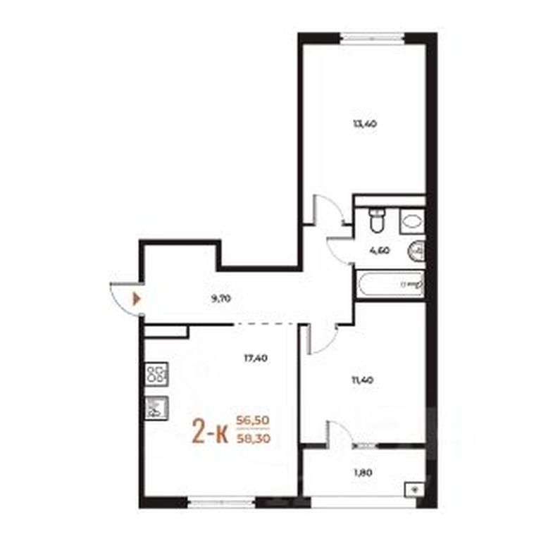 1-BD Apartment Sale, 58.3 sq. m. at Novoe Letovo, Zimyonkovskaya ulitsa, Sosenskoye Settlement, Moscow, Russia #1