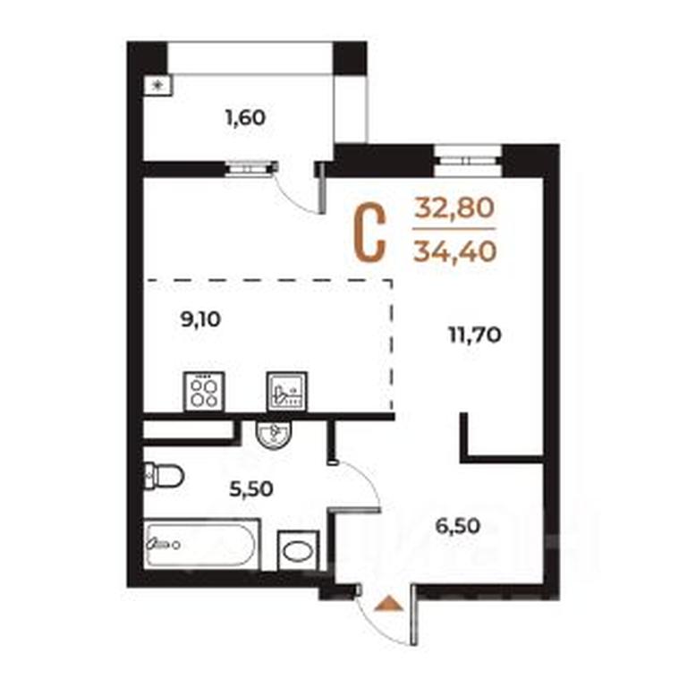 Apartment Sale, 34.4 sq. m. at Novoe Letovo, Zimyonkovskaya ulitsa, Sosenskoye Settlement, Moscow, Russia #1
