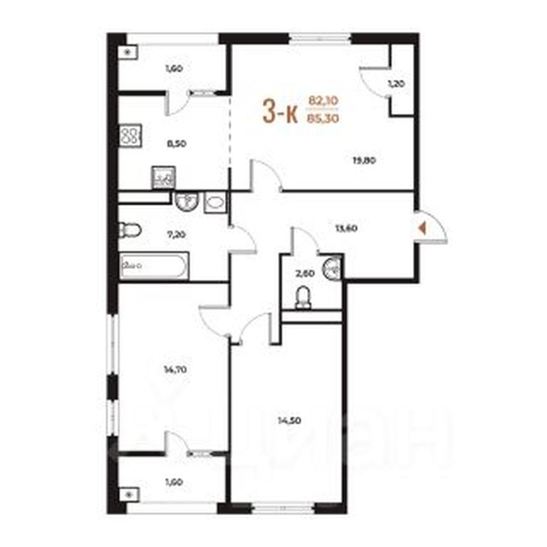 2-BD Apartment Sale, 85.3 sq. m. at Novoe Letovo, Zimyonkovskaya ulitsa, Sosenskoye Settlement, Moscow, Russia #1