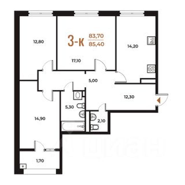 2-BD Apartment Sale, 85.4 sq. m. at Novoe Letovo, Zimyonkovskaya ulitsa, Sosenskoye Settlement, Moscow, Russia #1