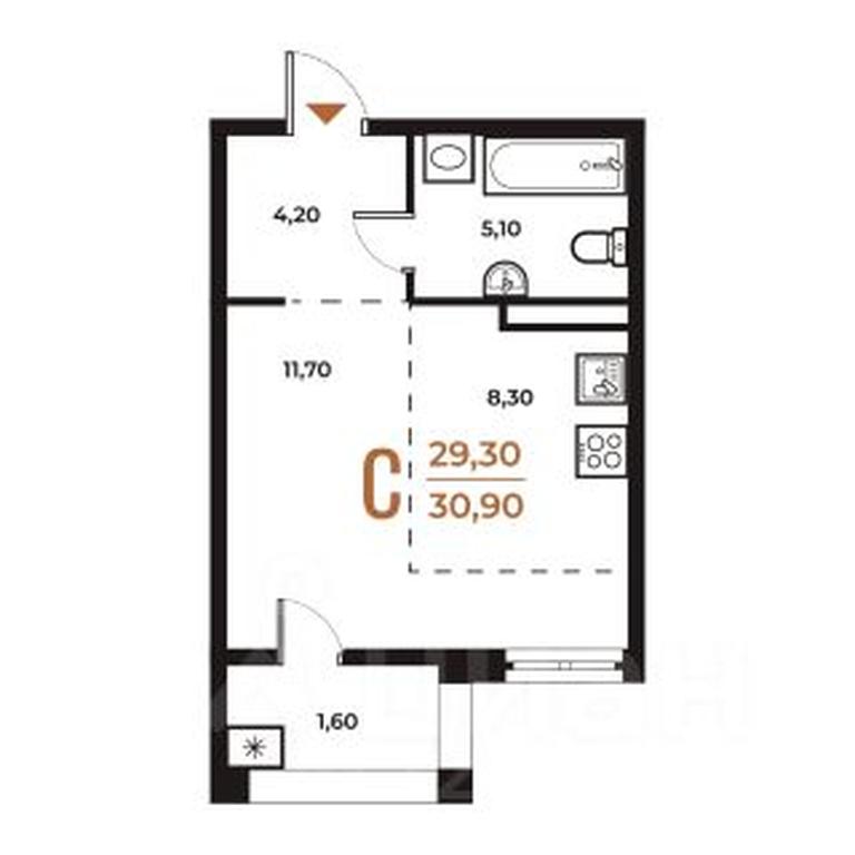 Apartment Sale, 30.9平方米 at Novoe Letovo, Zimyonkovskaya ulitsa, Sosenskoye Settlement, Moscow, Russia #1