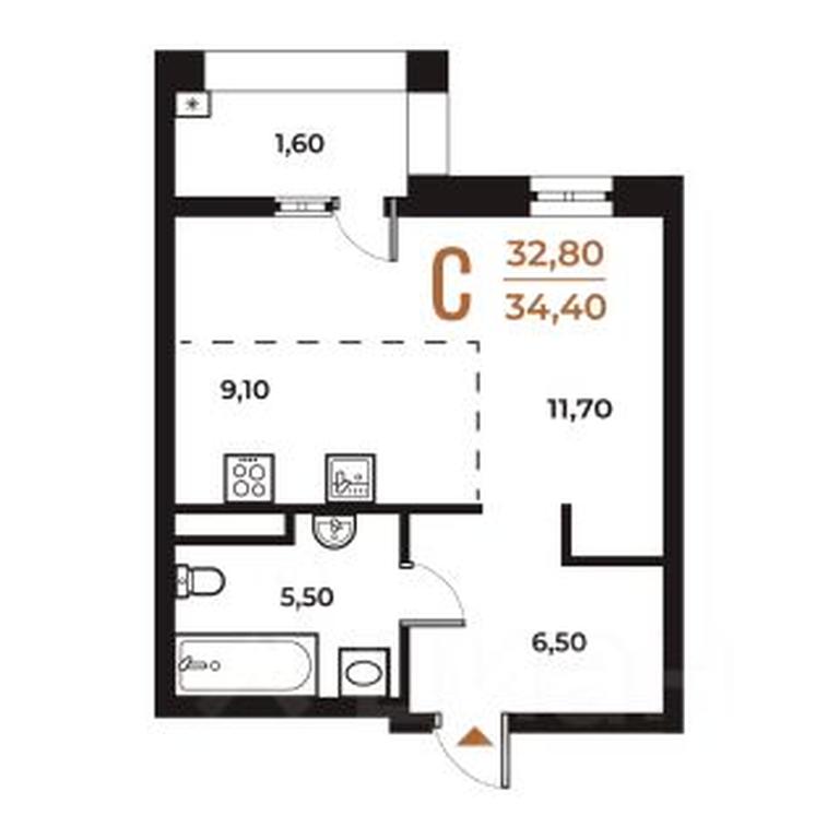 Apartment Sale, 34.4 sq. m. at Novoe Letovo, Zimyonkovskaya ulitsa, Sosenskoye Settlement, Moscow, Russia #1 Apartment Sale, 34.4 sq. m. at Novoe Letovo, Zimyonkovskaya ulitsa, Sosenskoye Settlement, Moscow, Russia #1