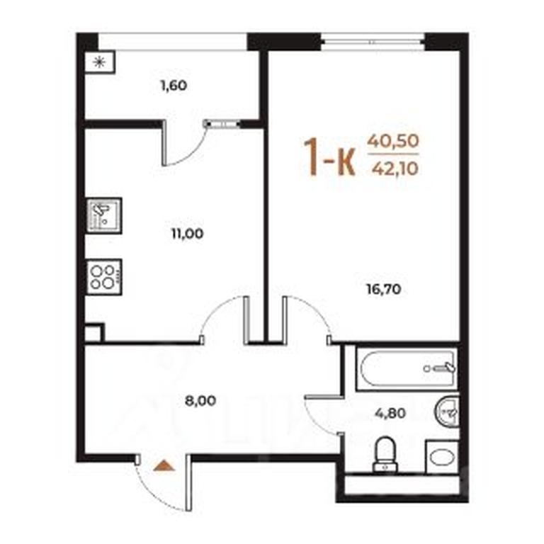 Apartment Sale, 42.1平方米 at Novoe Letovo, Zimyonkovskaya ulitsa, Sosenskoye Settlement, Moscow, Russia #1