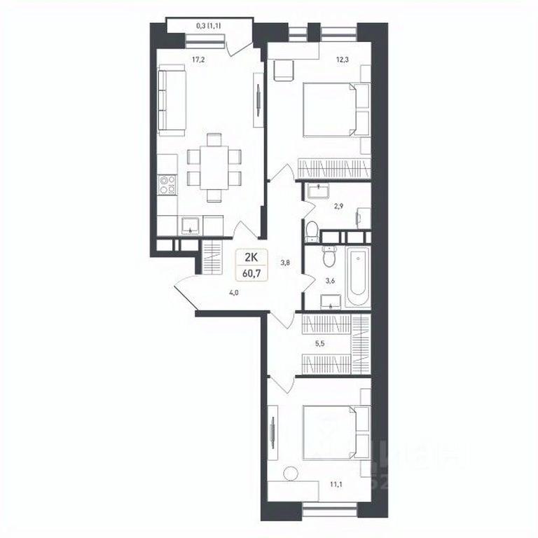 1-BD Apartment Sale, 60.7 sq. m. at Novaya Shcherbinka, Borisovka Village, Podolsk City District, Moscow Region, Russia #1 1-BD Apartment Sale, 60.7 sq. m. at Novaya Shcherbinka, Borisovka Village, Podolsk City District, Moscow Region, Russia #1