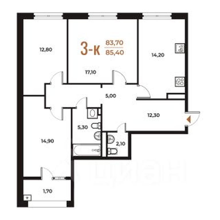 2-BD Apartment Sale, 85.4 sq. m. at Novoe Letovo, Zimyonkovskaya ulitsa, Sosenskoye Settlement, Moscow, Russia #1