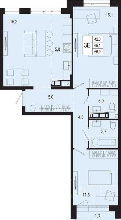 2-BD Apartment Sale, 65.1平方米 at Novaya Shcherbinka, Borisovka Village, Podolsk City District, Moscow Region, Russia #1 2-BD Apartment Sale, 65.1平方米 at Novaya Shcherbinka, Borisovka Village, Podolsk City District, Moscow Region, Russia #1