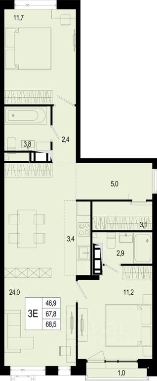 2-BD Apartment Sale, 67.8平方米 at Novaya Shcherbinka, Borisovka Village, Podolsk City District, Moscow Region, Russia #1 2-BD Apartment Sale, 67.8平方米 at Novaya Shcherbinka, Borisovka Village, Podolsk City District, Moscow Region, Russia #1