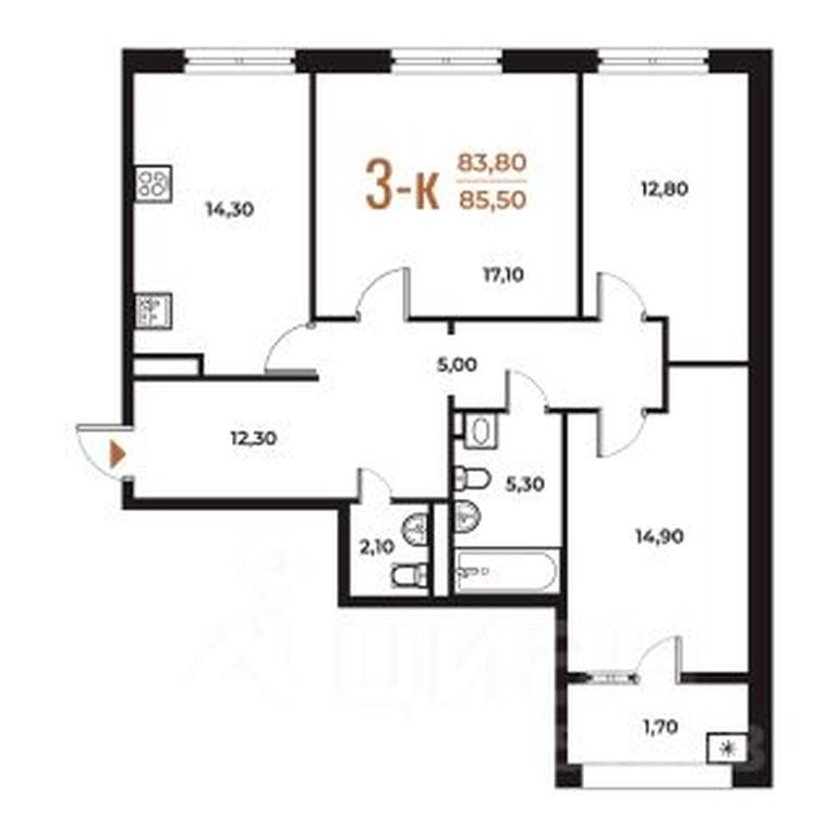 2-BD Apartment Sale, 85.5 sq. m. at Novoe Letovo, Zimyonkovskaya ulitsa, Sosenskoye Settlement, Moscow, Russia #1