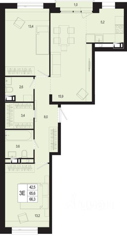 2-BD Apartment Sale, 65.6 sq. m. at Novaya Shcherbinka, Borisovka Village, Podolsk City District, Moscow Region, Russia #1 2-BD Apartment Sale, 65.6 sq. m. at Novaya Shcherbinka, Borisovka Village, Podolsk City District, Moscow Region, Russia #1