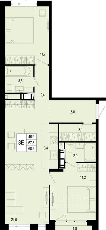 2-BD Apartment Sale, 67.8平方米 at Novaya Shcherbinka, Borisovka Village, Podolsk City District, Moscow Region, Russia #1 2-BD Apartment Sale, 67.8平方米 at Novaya Shcherbinka, Borisovka Village, Podolsk City District, Moscow Region, Russia #1