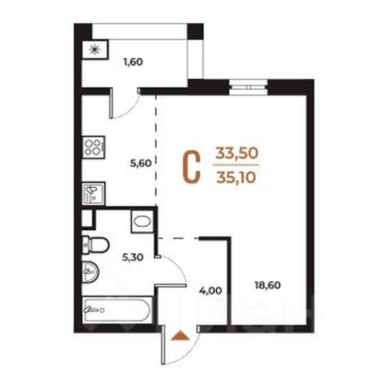Apartment Sale, 35.1平方米 at Novoe Letovo, Zimyonkovskaya ulitsa, Sosenskoye Settlement, Moscow, Russia #1