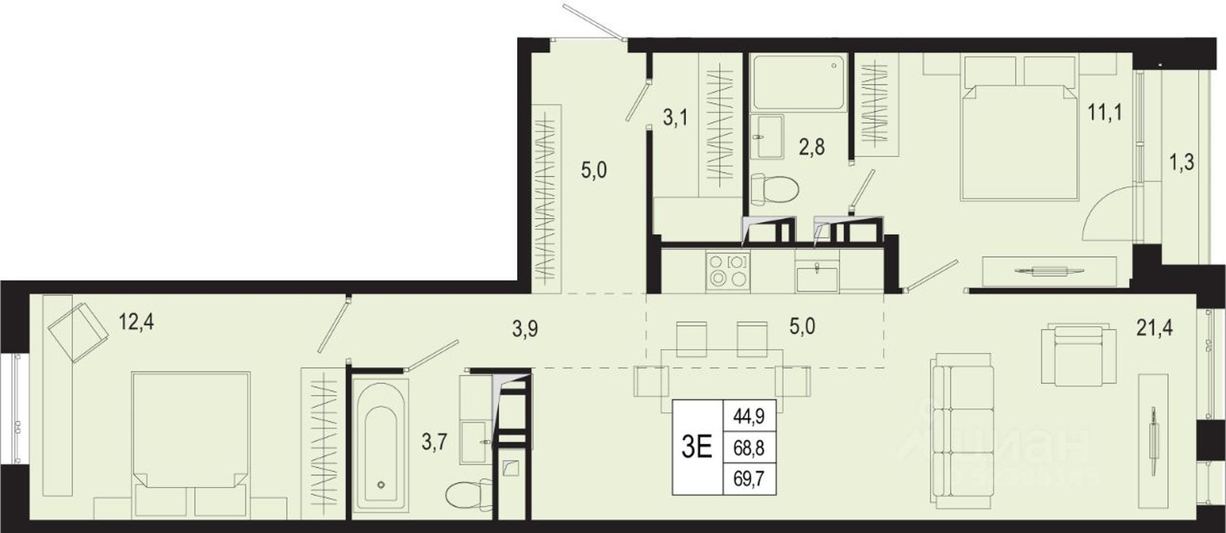 2-BD Apartment Sale, 68.8 sq. m. at Novaya Shcherbinka, Borisovka Village, Podolsk City District, Moscow Region, Russia #1 2-BD Apartment Sale, 68.8 sq. m. at Novaya Shcherbinka, Borisovka Village, Podolsk City District, Moscow Region, Russia #1