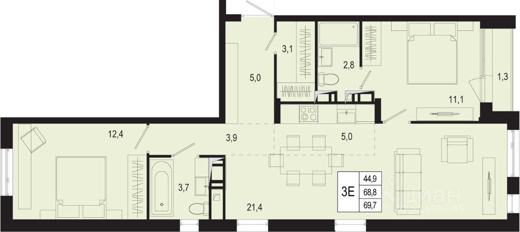 2-BD Apartment Sale, 68.8 sq. m. at Novaya Shcherbinka, Borisovka Village, Podolsk City District, Moscow Region, Russia #1 2-BD Apartment Sale, 68.8 sq. m. at Novaya Shcherbinka, Borisovka Village, Podolsk City District, Moscow Region, Russia #1