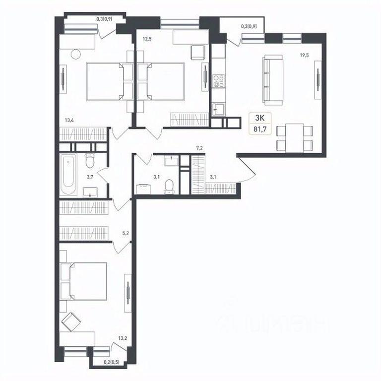 2-BD Apartment Sale, 81.7平方米 at Novaya Shcherbinka, Borisovka Village, Podolsk City District, Moscow Region, Russia #1 2-BD Apartment Sale, 81.7平方米 at Novaya Shcherbinka, Borisovka Village, Podolsk City District, Moscow Region, Russia #1