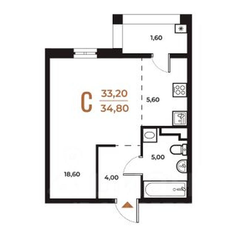 Apartment Sale, 34.8 sq. m. at Novoe Letovo, Zimyonkovskaya ulitsa, Sosenskoye Settlement, Moscow, Russia #1
