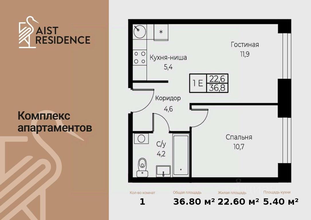 1-BD Apartment Sale, 36.8平方米 at Kompleks apartamentov AIST RESIDENCE (Aist Rezidens), Namyotkina Street, 10Д, Moscow, Russia #1 1-BD Apartment Sale, 36.8平方米 at Kompleks apartamentov AIST RESIDENCE (Aist Rezidens), Namyotkina Street, 10Д, Moscow, Russia #1