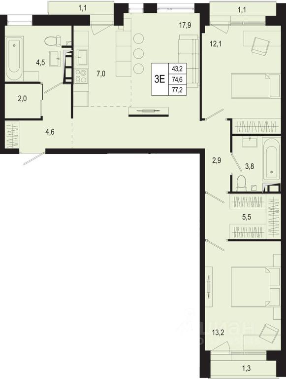 2-BD Apartment Sale, 74.5 sq. m. at Novaya Shcherbinka, Borisovka Village, Podolsk City District, Moscow Region, Russia #1 2-BD Apartment Sale, 74.5 sq. m. at Novaya Shcherbinka, Borisovka Village, Podolsk City District, Moscow Region, Russia #1