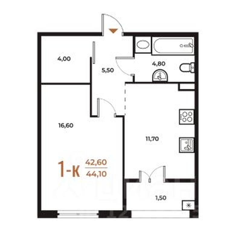 Apartment Sale, 44.1平方米 at Novoe Letovo, Zimyonkovskaya ulitsa, Sosenskoye Settlement, Moscow, Russia #1