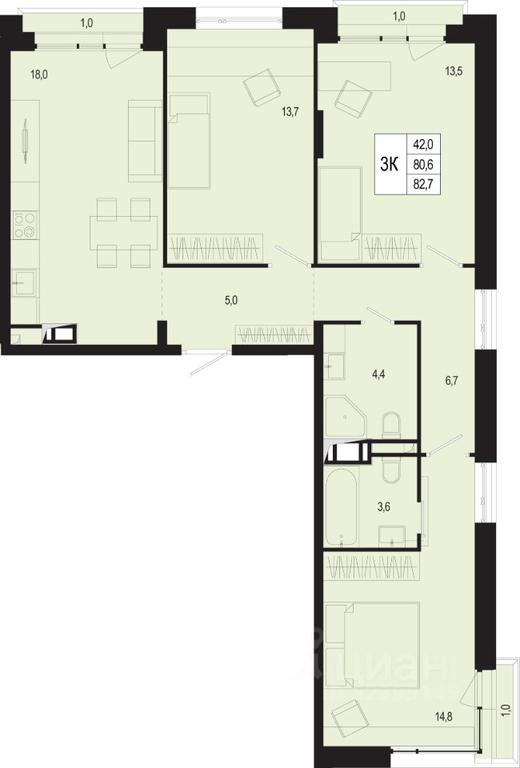 2-BD Apartment Sale, 80.6 sq. m. at Novaya Shcherbinka, Borisovka Village, Podolsk City District, Moscow Region, Russia #1 2-BD Apartment Sale, 80.6 sq. m. at Novaya Shcherbinka, Borisovka Village, Podolsk City District, Moscow Region, Russia #1