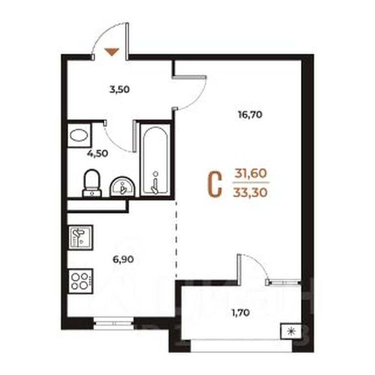 Apartment Sale, 33.3 sq. m. at Novoe Letovo, Zimyonkovskaya ulitsa, Sosenskoye Settlement, Moscow, Russia #1