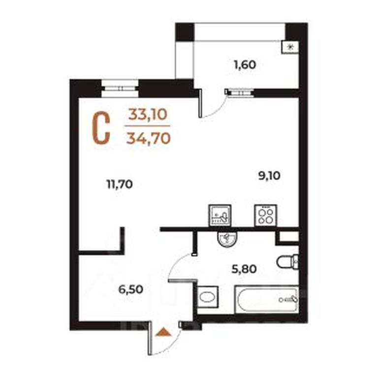 Apartment Sale, 34.7 sq. m. at Novoe Letovo, Zimyonkovskaya ulitsa, Sosenskoye Settlement, Moscow, Russia #1