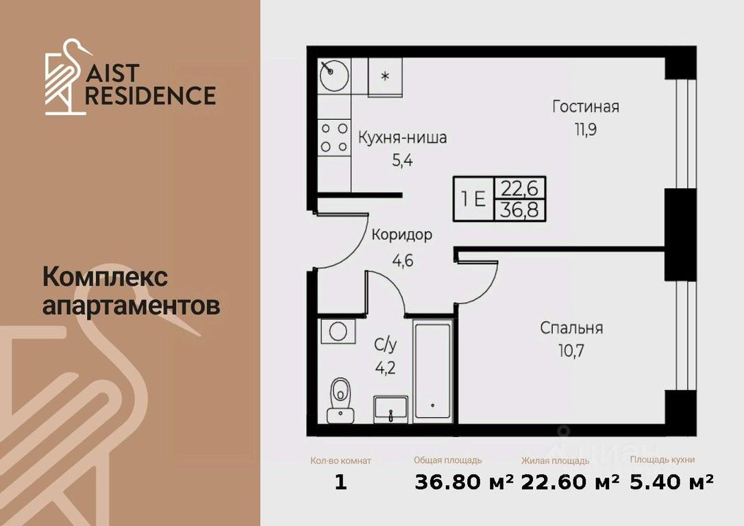 1-BD Apartment Sale, 36.8 sq. m. at Kompleks apartamentov AIST RESIDENCE (Aist Rezidens), Namyotkina Street, 10Д, Moscow, Russia #1 1-BD Apartment Sale, 36.8 sq. m. at Kompleks apartamentov AIST RESIDENCE (Aist Rezidens), Namyotkina Street, 10Д, Moscow, Russia #1