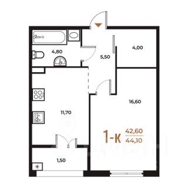 Apartment Sale, 44.1 sq. m. at Novoe Letovo, Zimyonkovskaya ulitsa, Sosenskoye Settlement, Moscow, Russia #1