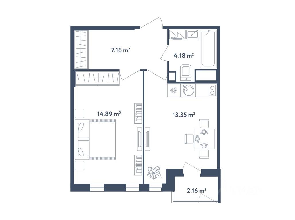 Apartment Sale, 40.66平方米 at Svetly mir BioPolis, posyolok Meshcherino, Leninskiy City District, Moscow Region, Russia #1