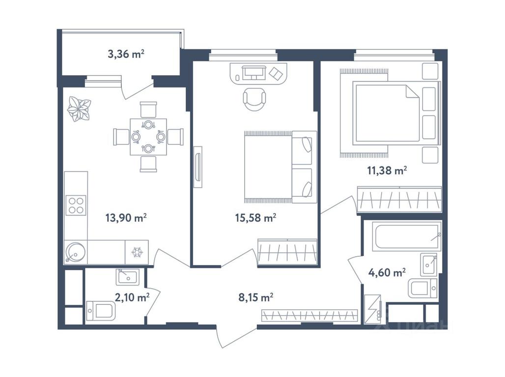 1-BD Apartment Sale, 57.39 sq. m. at Svetly mir BioPolis, posyolok Meshcherino, Leninskiy City District, Moscow Region, Russia #1 1-BD Apartment Sale, 57.39 sq. m. at Svetly mir BioPolis, posyolok Meshcherino, Leninskiy City District, Moscow Region, Russia #1