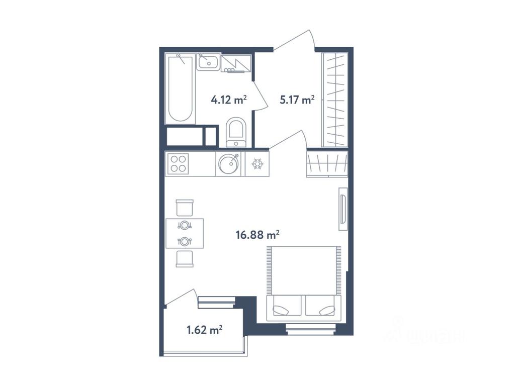 Apartment Sale, 26.98平方米 at Svetly mir BioPolis, posyolok Meshcherino, Leninskiy City District, Moscow Region, Russia #1