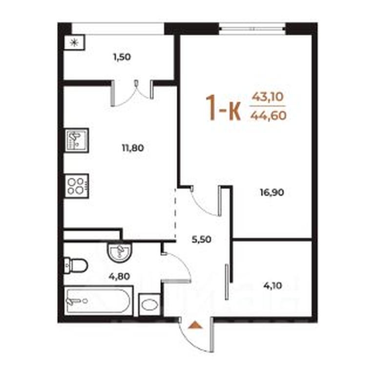 Apartment Sale, 44.6平方米 at Novoe Letovo, Zimyonkovskaya ulitsa, Sosenskoye Settlement, Moscow, Russia #1