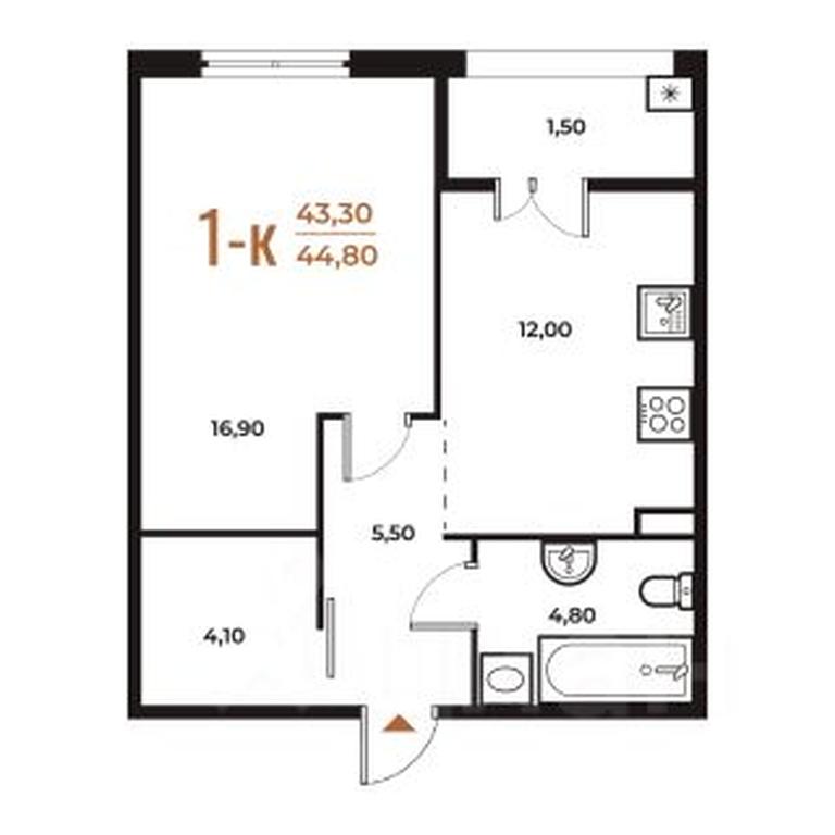 Apartment Sale, 44.8 sq. m. at Novoe Letovo, Zimyonkovskaya ulitsa, Sosenskoye Settlement, Moscow, Russia #1