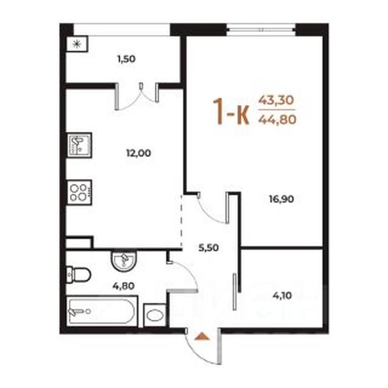 Apartment Sale, 44.8 sq. m. at Novoe Letovo, Zimyonkovskaya ulitsa, Sosenskoye Settlement, Moscow, Russia #1