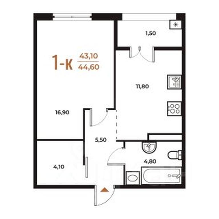 Apartment Sale, 44.6 sq. m. at Novoe Letovo, Zimyonkovskaya ulitsa, Sosenskoye Settlement, Moscow, Russia #1