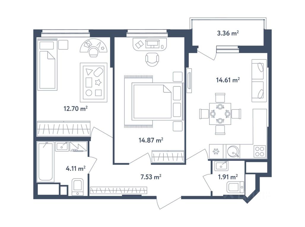 2-BD Apartment Sale, 57.41 sq. m. at Svetly mir BioPolis, posyolok Meshcherino, Leninskiy City District, Moscow Region, Russia #1 2-BD Apartment Sale, 57.41 sq. m. at Svetly mir BioPolis, posyolok Meshcherino, Leninskiy City District, Moscow Region, Russia #1