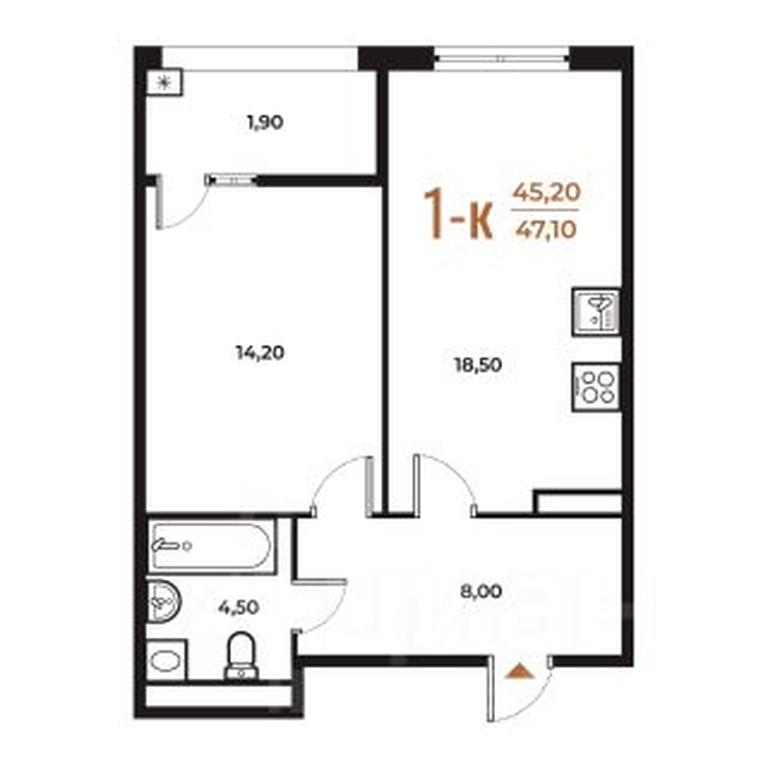 Apartment Sale, 47.1 sq. m. at Novoe Letovo, Zimyonkovskaya ulitsa, Sosenskoye Settlement, Moscow, Russia #1