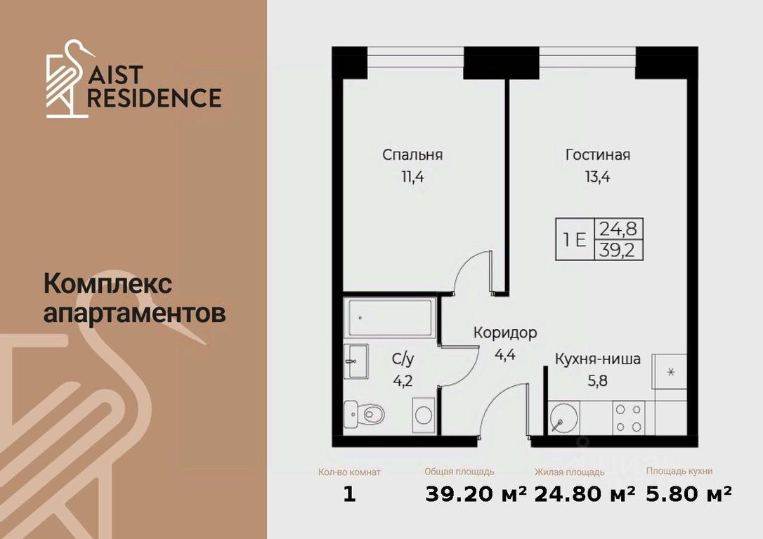 1-BD Apartment Sale, 39.2平方米 at Kompleks apartamentov AIST RESIDENCE (Aist Rezidens), Namyotkina Street, 10Д, Moscow, Russia #1 1-BD Apartment Sale, 39.2平方米 at Kompleks apartamentov AIST RESIDENCE (Aist Rezidens), Namyotkina Street, 10Д, Moscow, Russia #1
