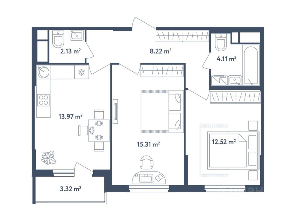2-BD Apartment Sale, 57.92平方米 at Svetly mir BioPolis, posyolok Meshcherino, Leninskiy City District, Moscow Region, Russia #1 2-BD Apartment Sale, 57.92平方米 at Svetly mir BioPolis, posyolok Meshcherino, Leninskiy City District, Moscow Region, Russia #1