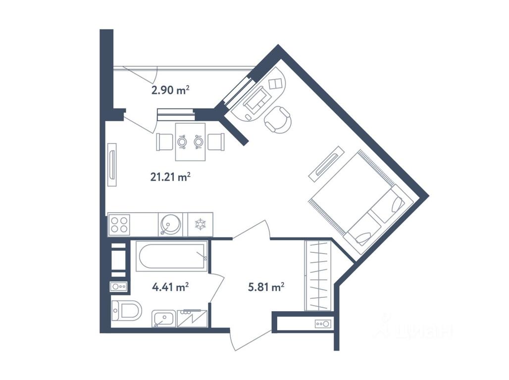 Apartment Sale, 32.88 sq. m. at Svetly mir BioPolis, posyolok Meshcherino, Leninskiy City District, Moscow Region, Russia #1
