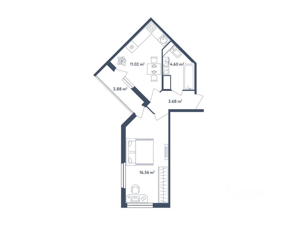 Apartment Sale, 37.8 sq. m. at Svetly mir BioPolis, posyolok Meshcherino, Leninskiy City District, Moscow Region, Russia #1