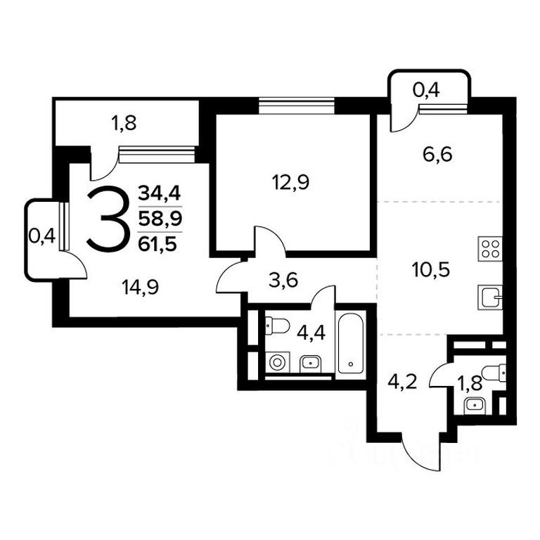 2-BD Apartment Sale, 61.5 sq. m. at Novye Vatutinki. Kvartal u vody, mikrorayon Zarechny, zhiloy rayon Novyye Vatutinki, Troitsk District, Moscow, Russia #1 2-BD Apartment Sale, 61.5 sq. m. at Novye Vatutinki. Kvartal u vody, mikrorayon Zarechny, zhiloy rayon Novyye Vatutinki, Troitsk District, Moscow, Russia #1