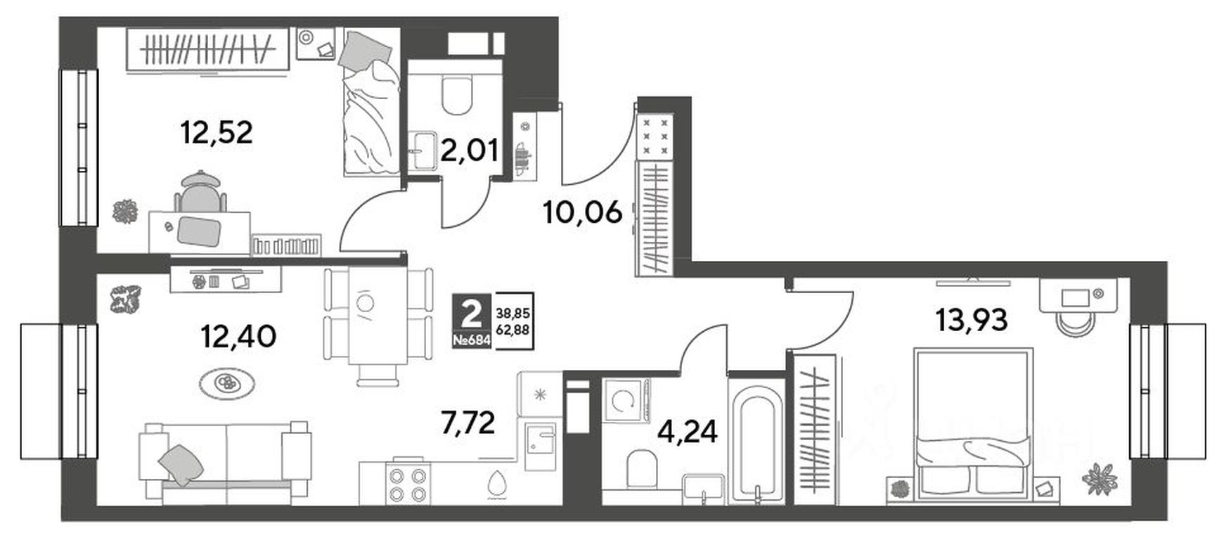 1-BD Apartment Sale, 62.88平方米 at Publitsist, ulitsa Zelyonaya Roshcha, Pushkino, Moscow Region, Russia #1 1-BD Apartment Sale, 62.88平方米 at Publitsist, ulitsa Zelyonaya Roshcha, Pushkino, Moscow Region, Russia #1