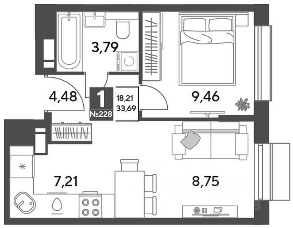 Apartment Sale, 33.69平方米 at Publitsist, ulitsa Zelyonaya Roshcha, Pushkino, Moscow Region, Russia #1 Apartment Sale, 33.69平方米 at Publitsist, ulitsa Zelyonaya Roshcha, Pushkino, Moscow Region, Russia #1
